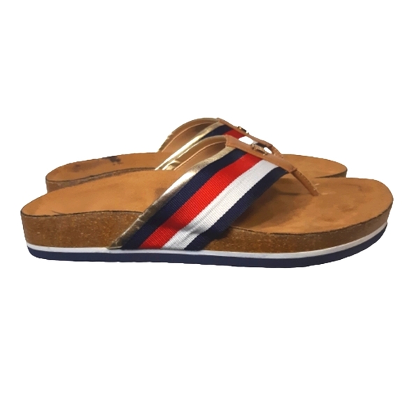 Tommy Hilfiger Grayce Cork Thong Slide Sandal with Stripes Flip Flop - Picture 4 of 10